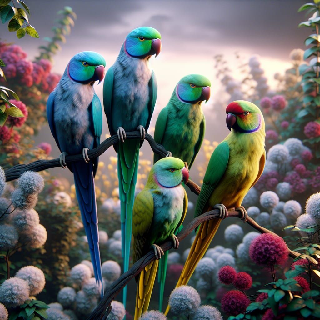 indian ringnecks  by @Dahut
