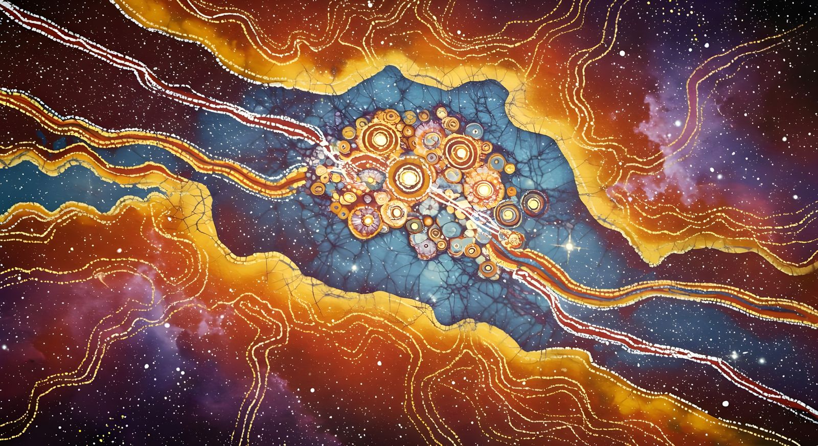 Star Cluster Batik on Linen