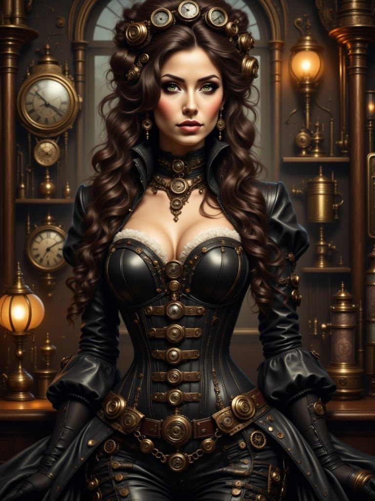Steampunk Woman in Ornate Corset
