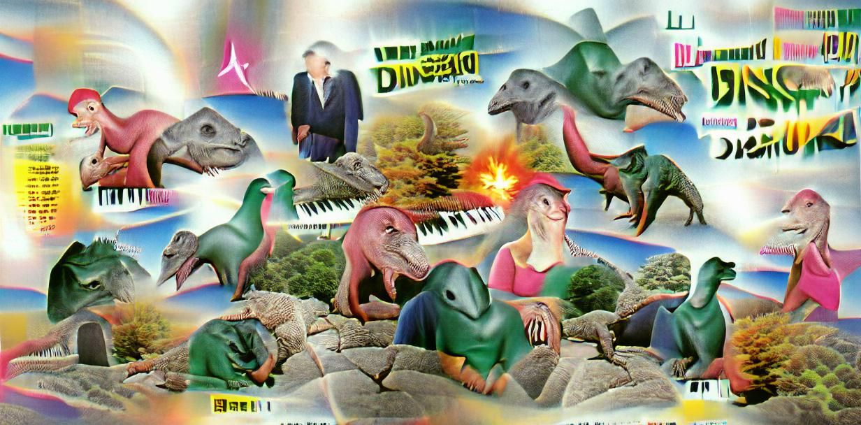 Artwork for a novelty album of music about dinosaurs