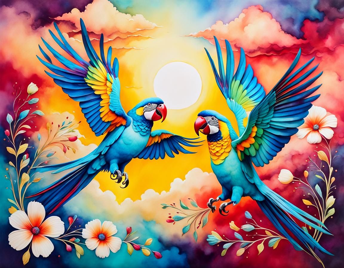 blue parrots - AI Generated Artwork - NightCafe Creator