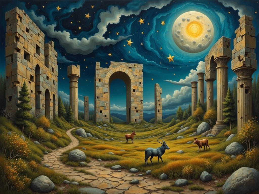 <lora:Mixed Media blending:1.0> Mixed Media, Blending <lora:Painterly Magic:1.0> "Surrealism", "Folk" <lora:Celestial Smiles:1.0> surreal, w...