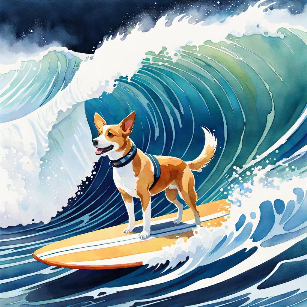 Dog surfing
