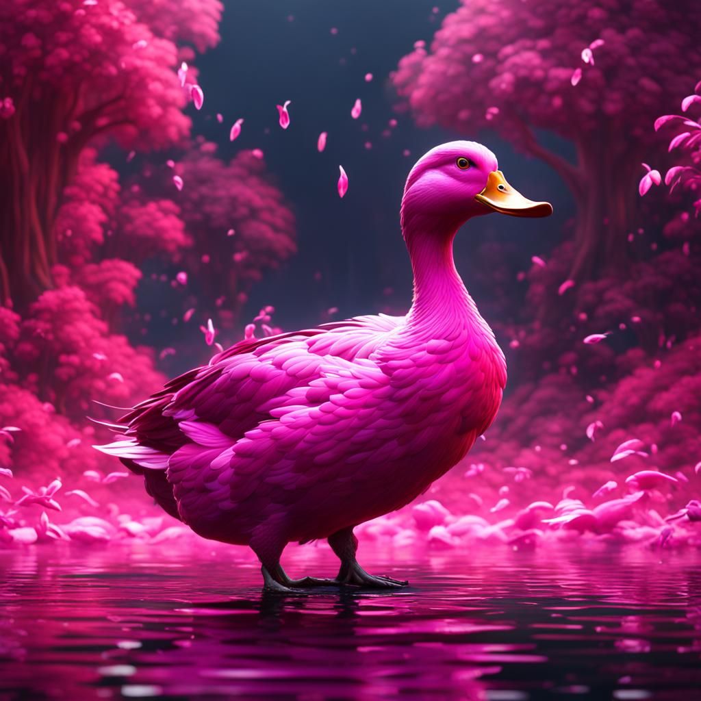 Pink duck with ducktail