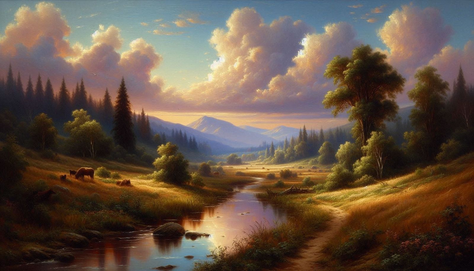 Landscape. Oil painting in style of George Turner