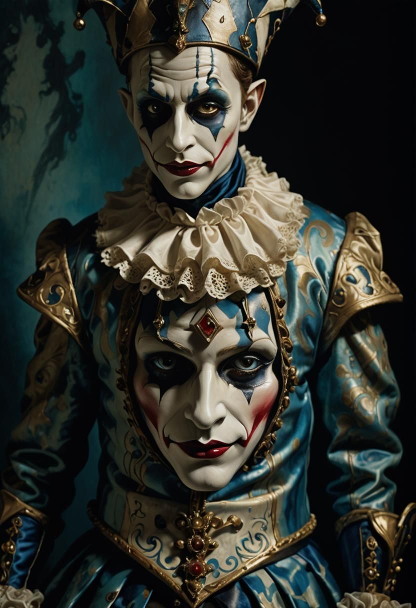 evil possessed male marionette jester doll with a beautiful ...