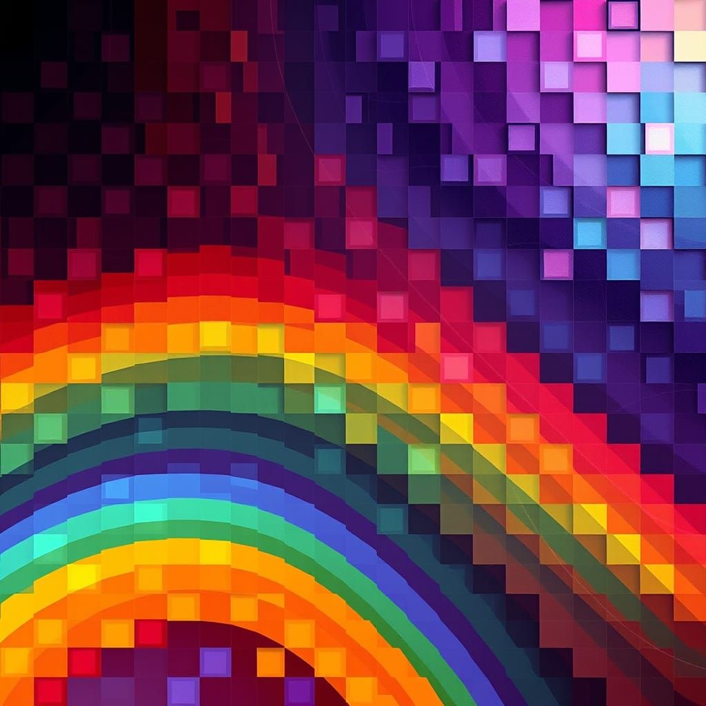 Cubist Mosaic Rainbow Fractal Flame Art