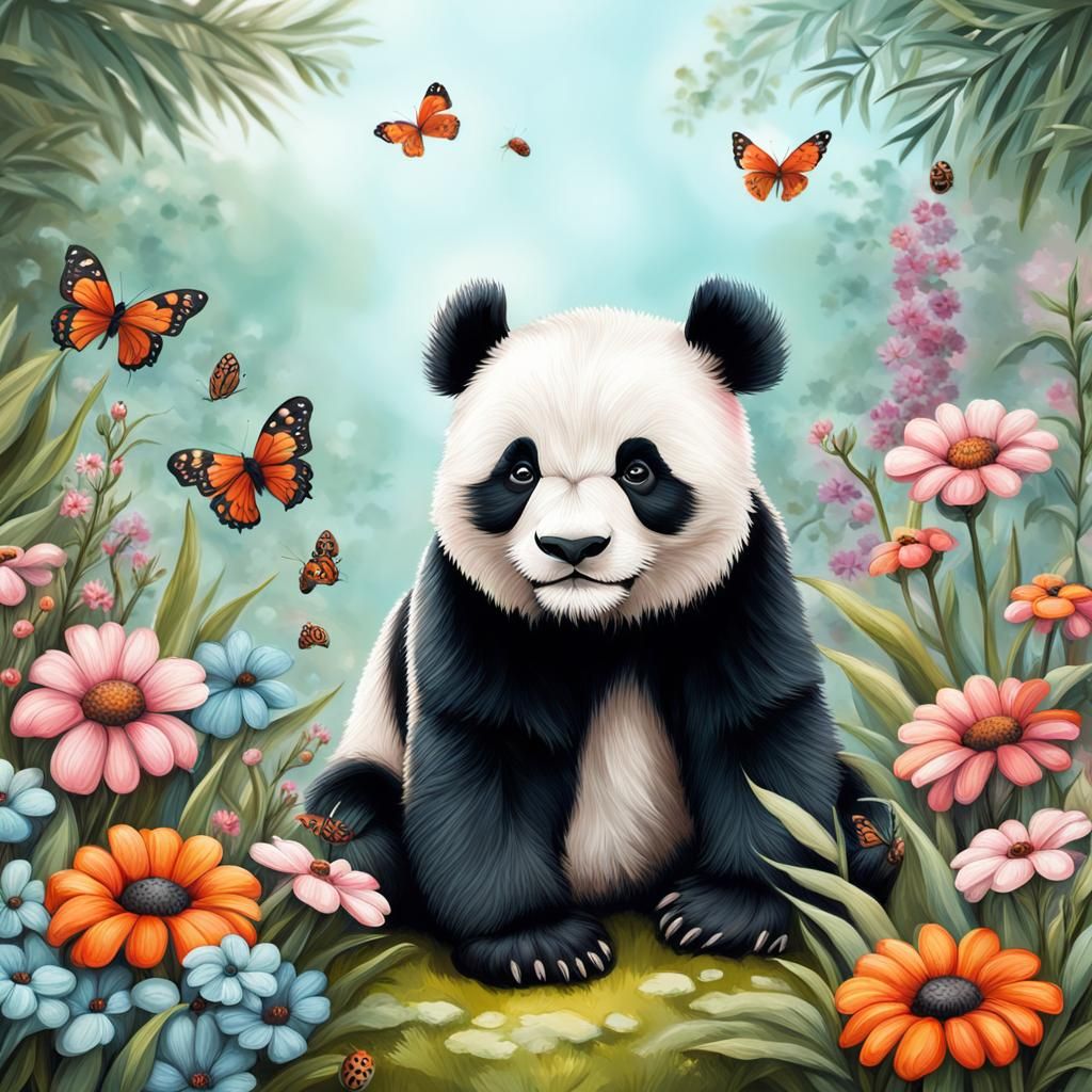 panda in the garden 