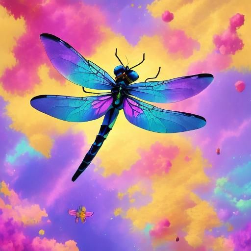 <lora:Spirit World:1.0> beautiful colorful dragonfly with br...