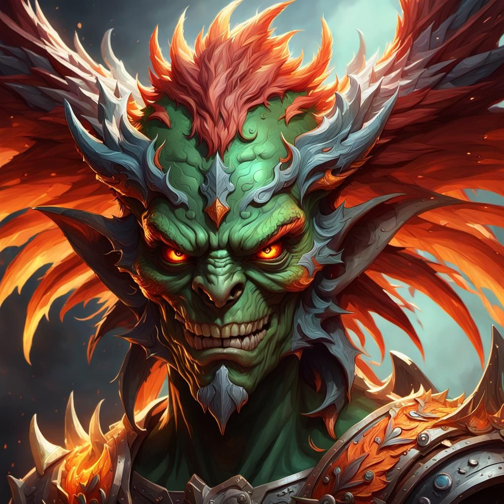 Demonic goblin Phoenix warrior