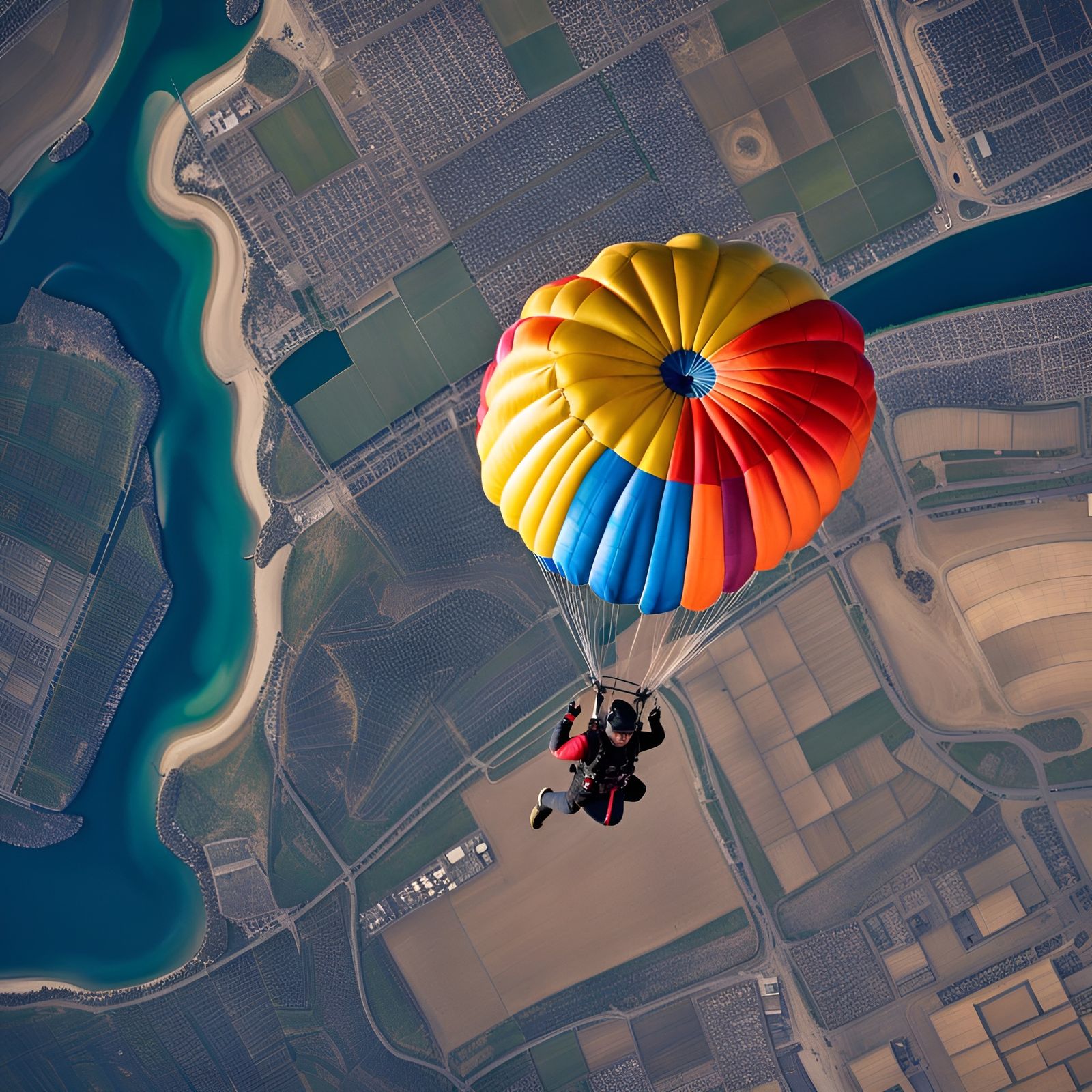 Skydiving Over Fields of Wheat  by @Zelo