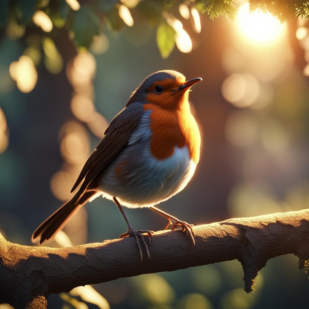 Robin bracing the sunlight