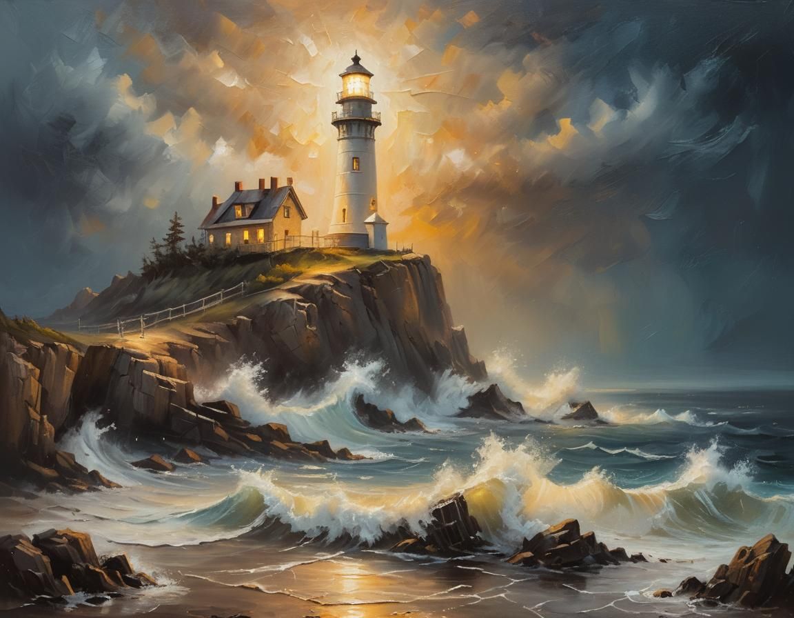 Lighthouse Oil Painting  by @Nivek