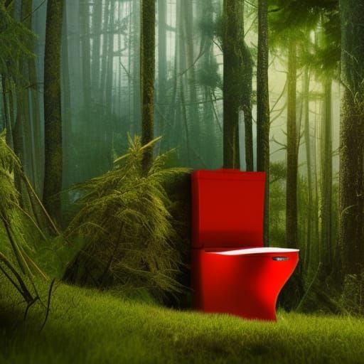 A red toilet in the forest AI Generated Artwork NightCafe Creator