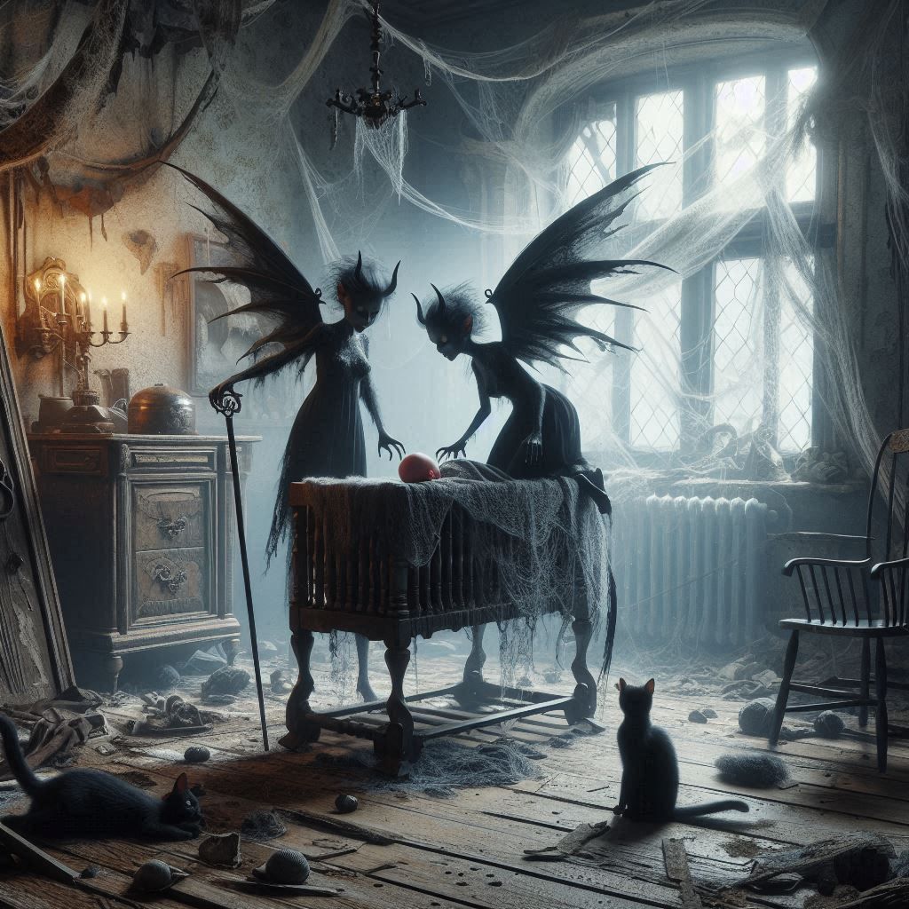 "Evil Black Fairies and the innocent Baby"