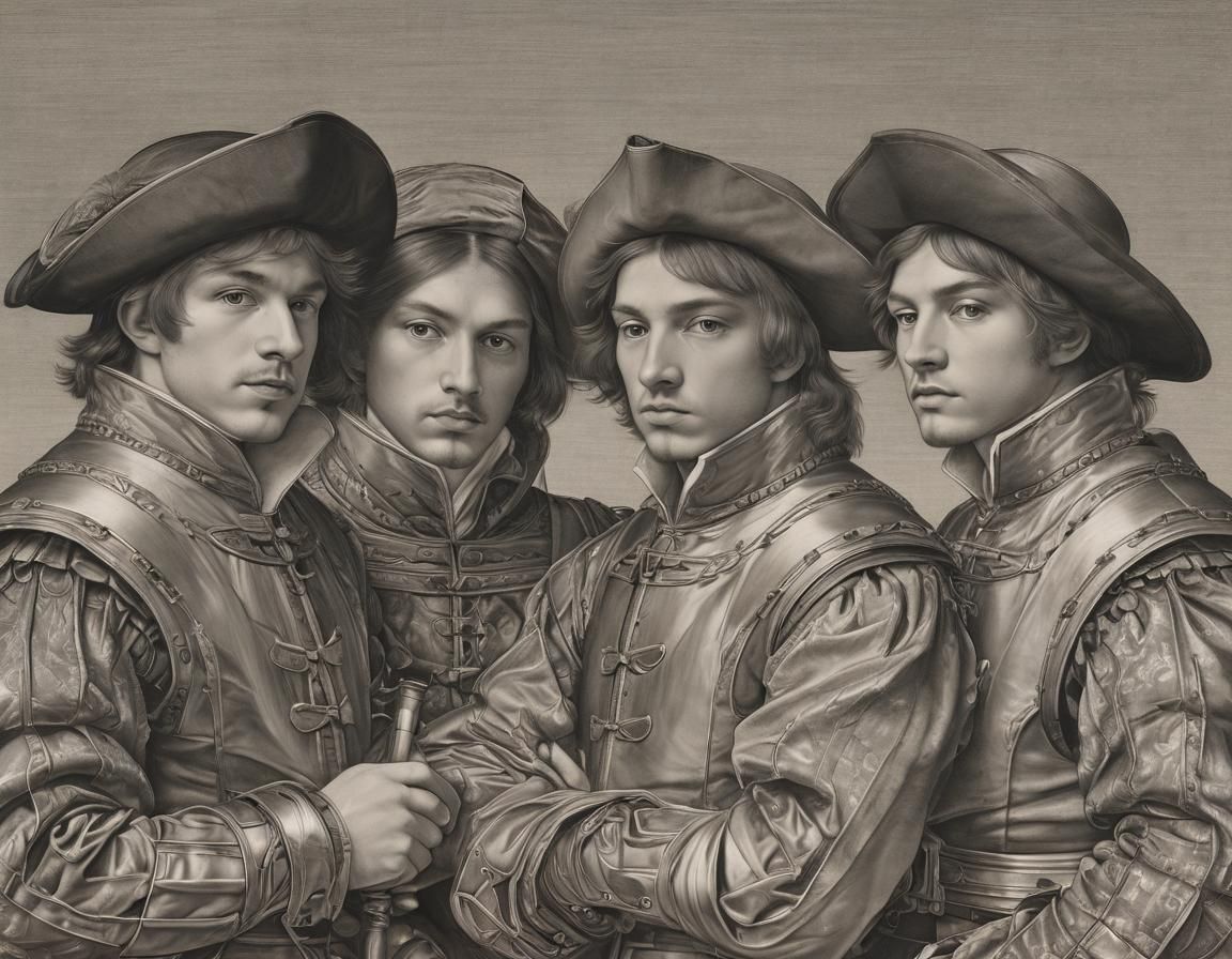 D'Artagnan and three Musketeers.