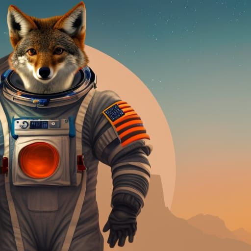 coyote in astronaut suit