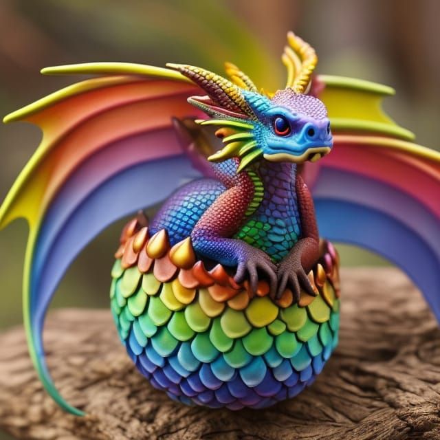 Rainbow Dragon Hatchling   by @SunDame