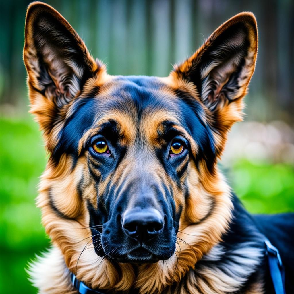 German Shepherd Portrait with Vibrant Background