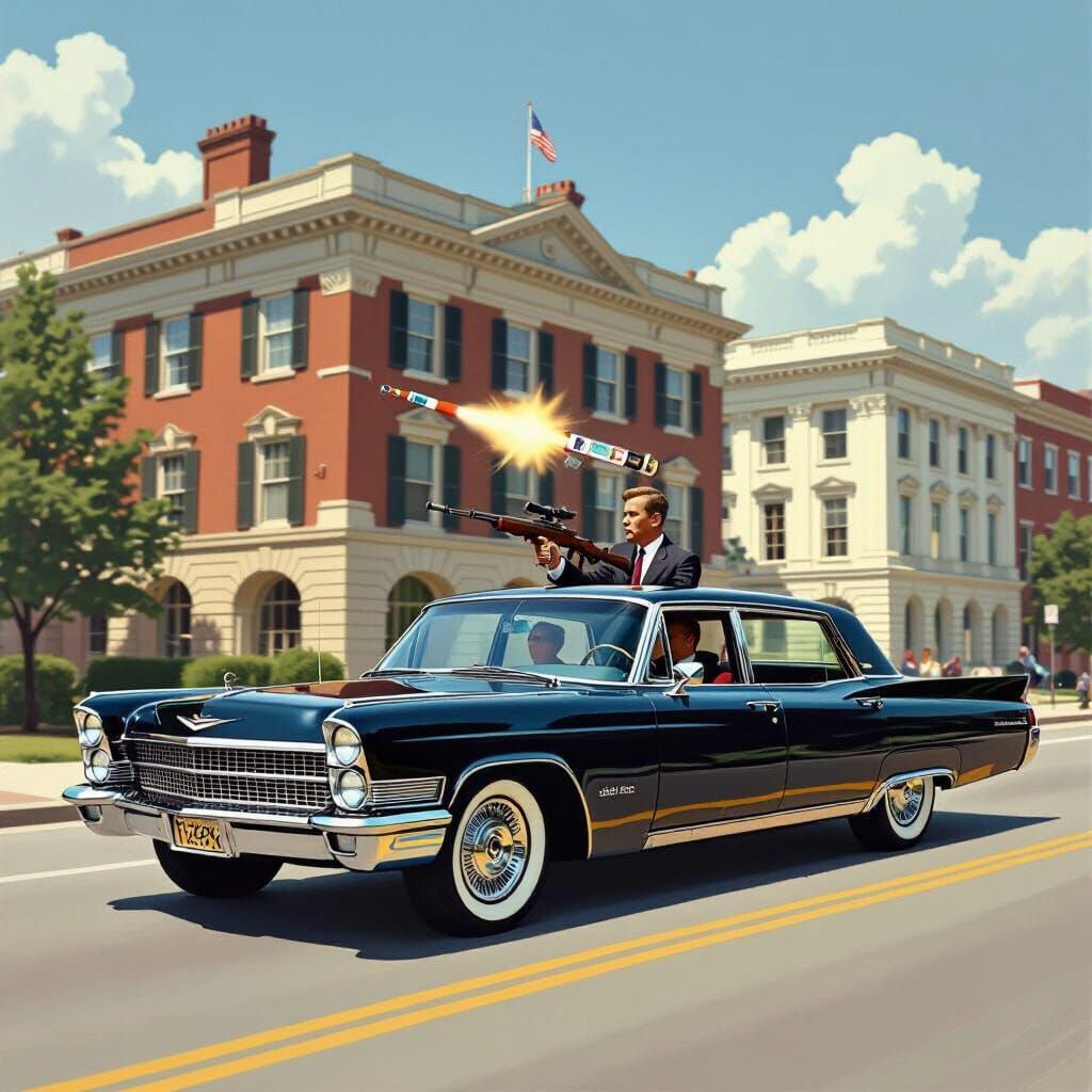 JFK in Presidential Limo with Assassin Aiming Vaccine