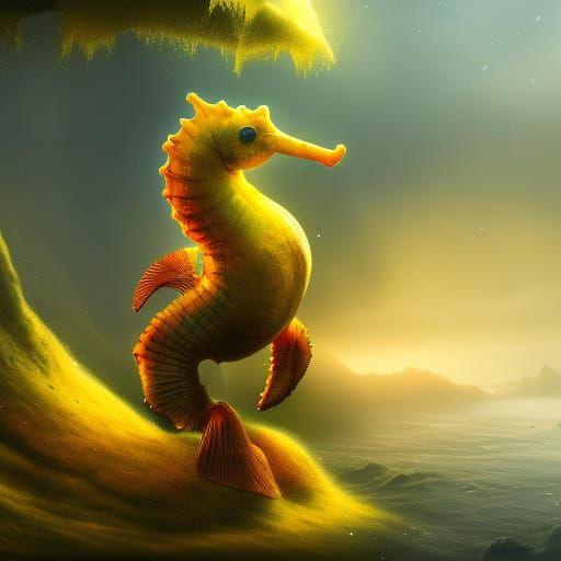 Seahorse in a yellow woolly jumper