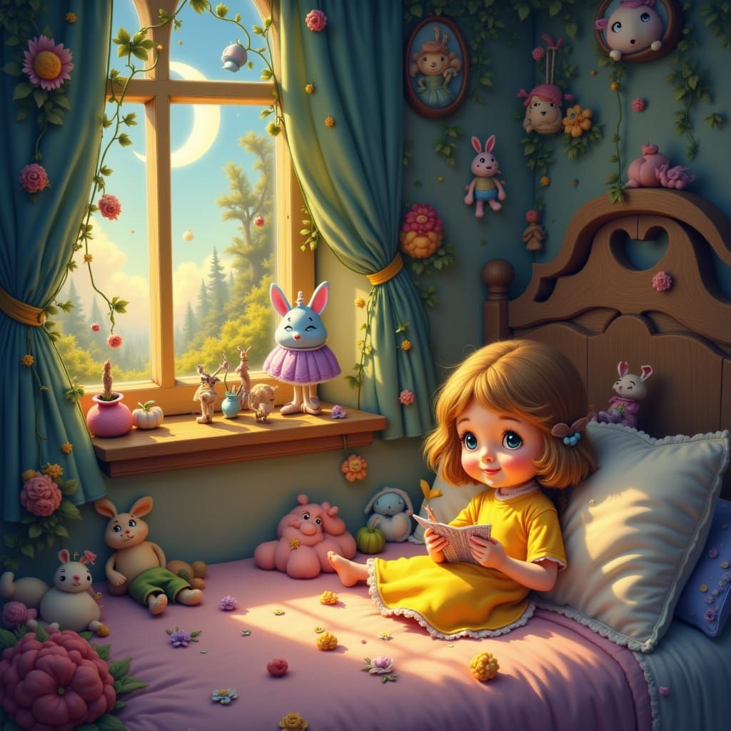 a little girl loves her bedroom decorated in the style of <lora:Wonderland:1.0>