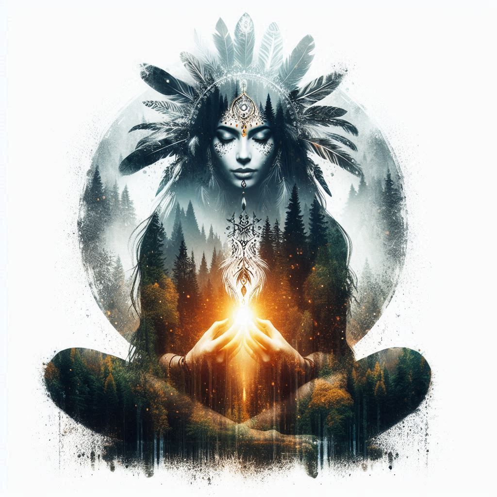 double exposure beautiful fantasy DALL-E 3 portrait landscap...