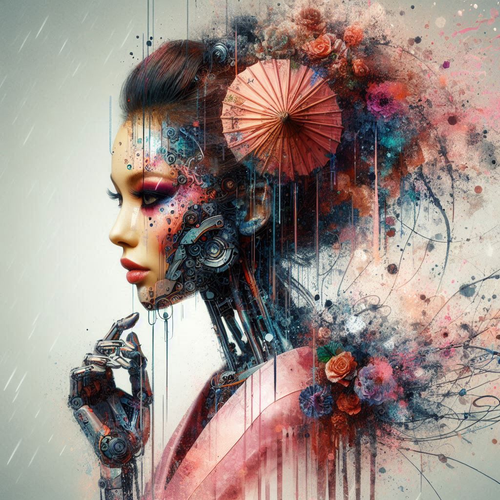 double exposure beautiful fantasy DALL-E 3 portrait landscape..