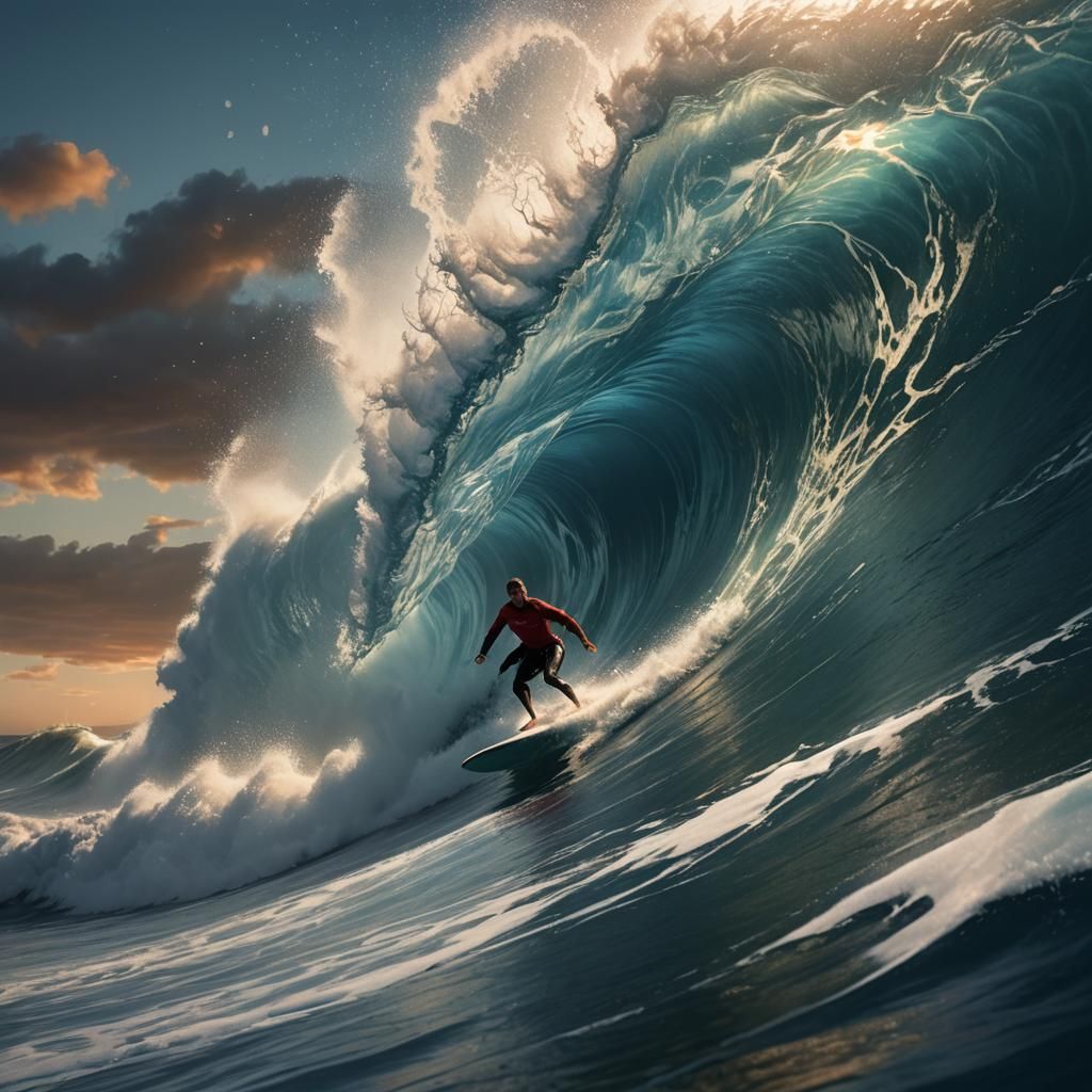 Surfer Rides Tunnel Inside Giant Ocean Wave