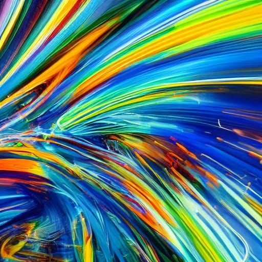 Electric Blue and Orange Swirling Vortex in Abstract Express...