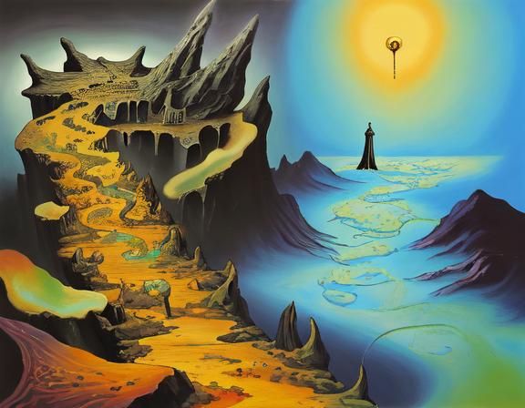 Pathway to purgatory surrealism Salvador Dali matte background melting ...