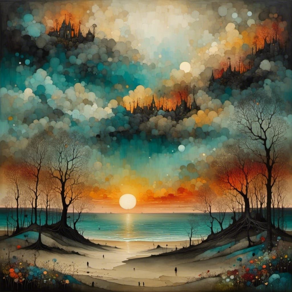 sunset beach <lora:GrimKey:1.0>