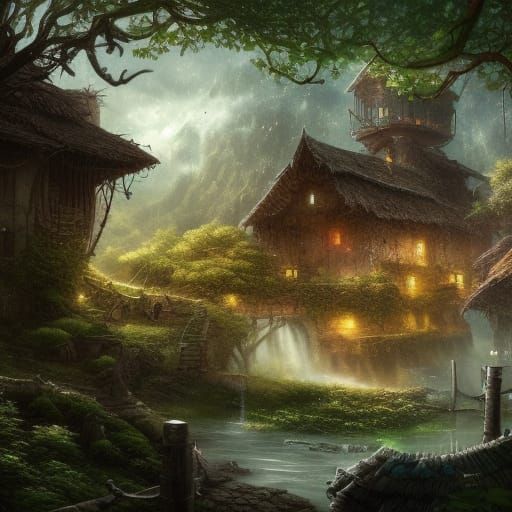 village reclaimed by nature