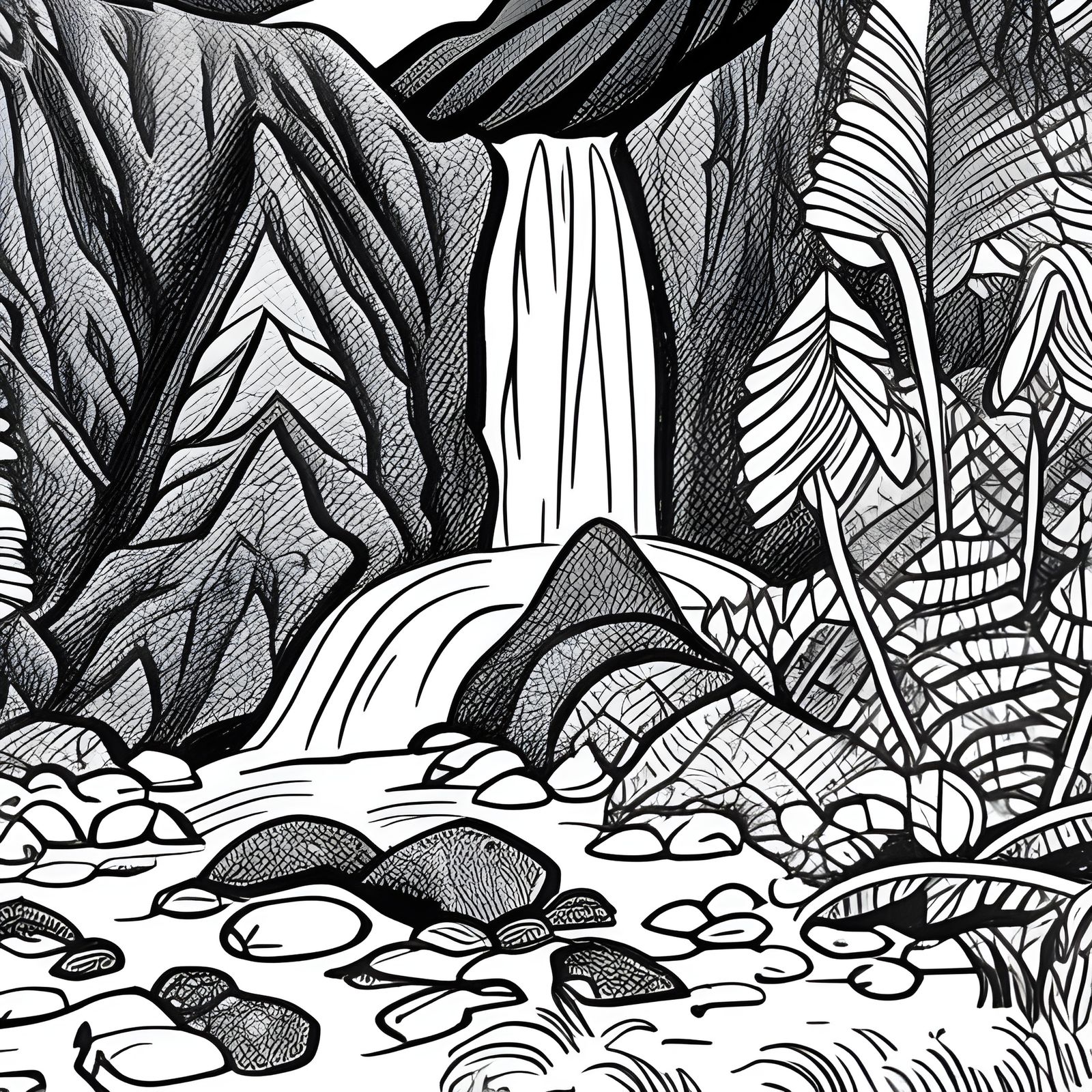 Mountain Scene with Waterfall  by @DarkStahl