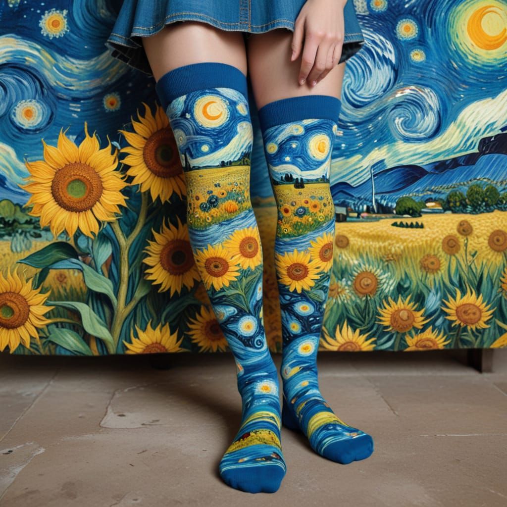Van Gogh knee socks   by @Tippy