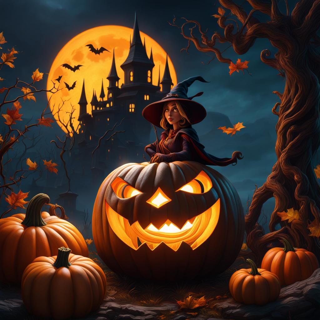 Witch and jack o lantern ai generated artwork nightcafe creator