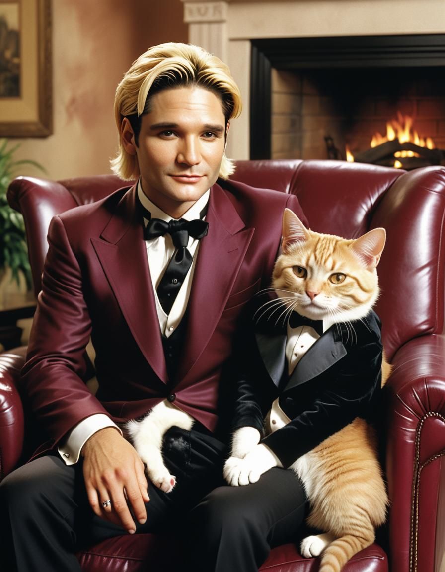Medium shot, young COREY FELDMAN AND COREY HAIM, age 35, blo...