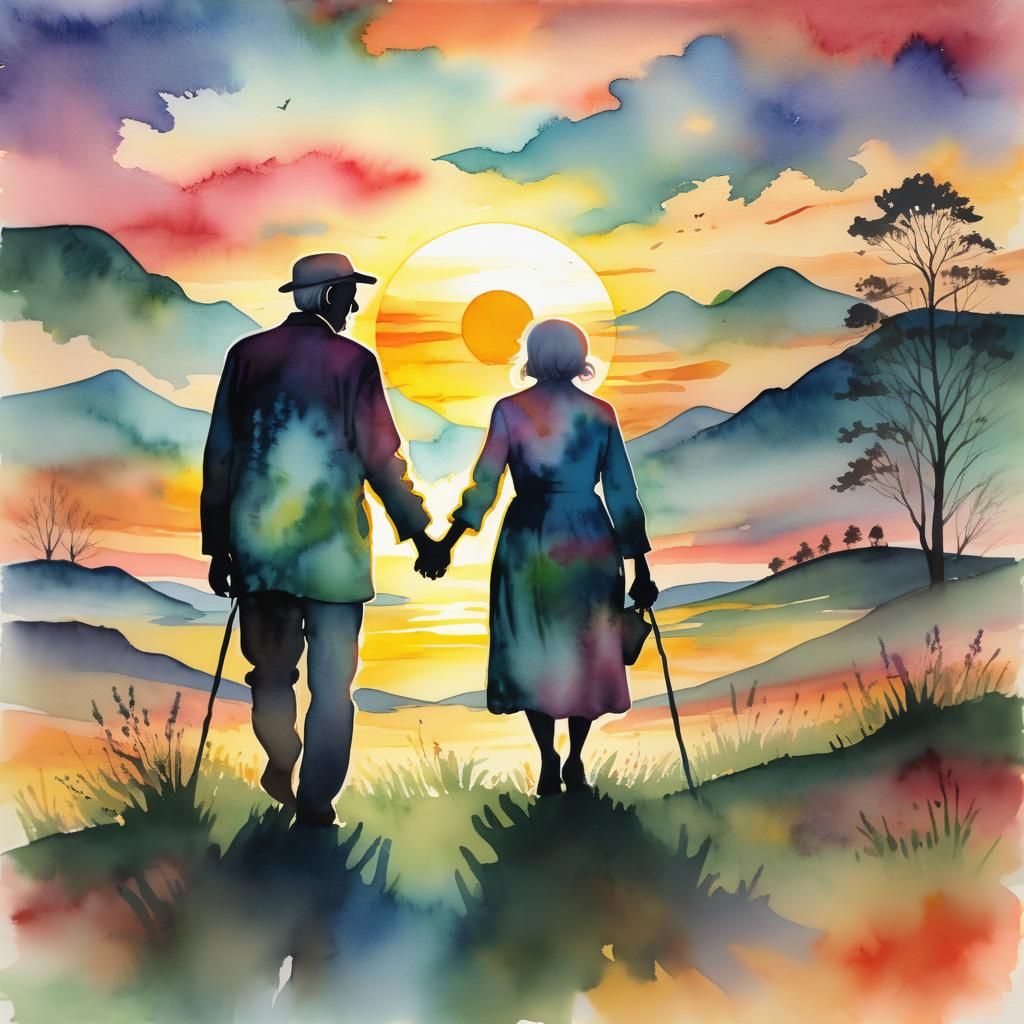 Old couple at sunset  by @JMO
