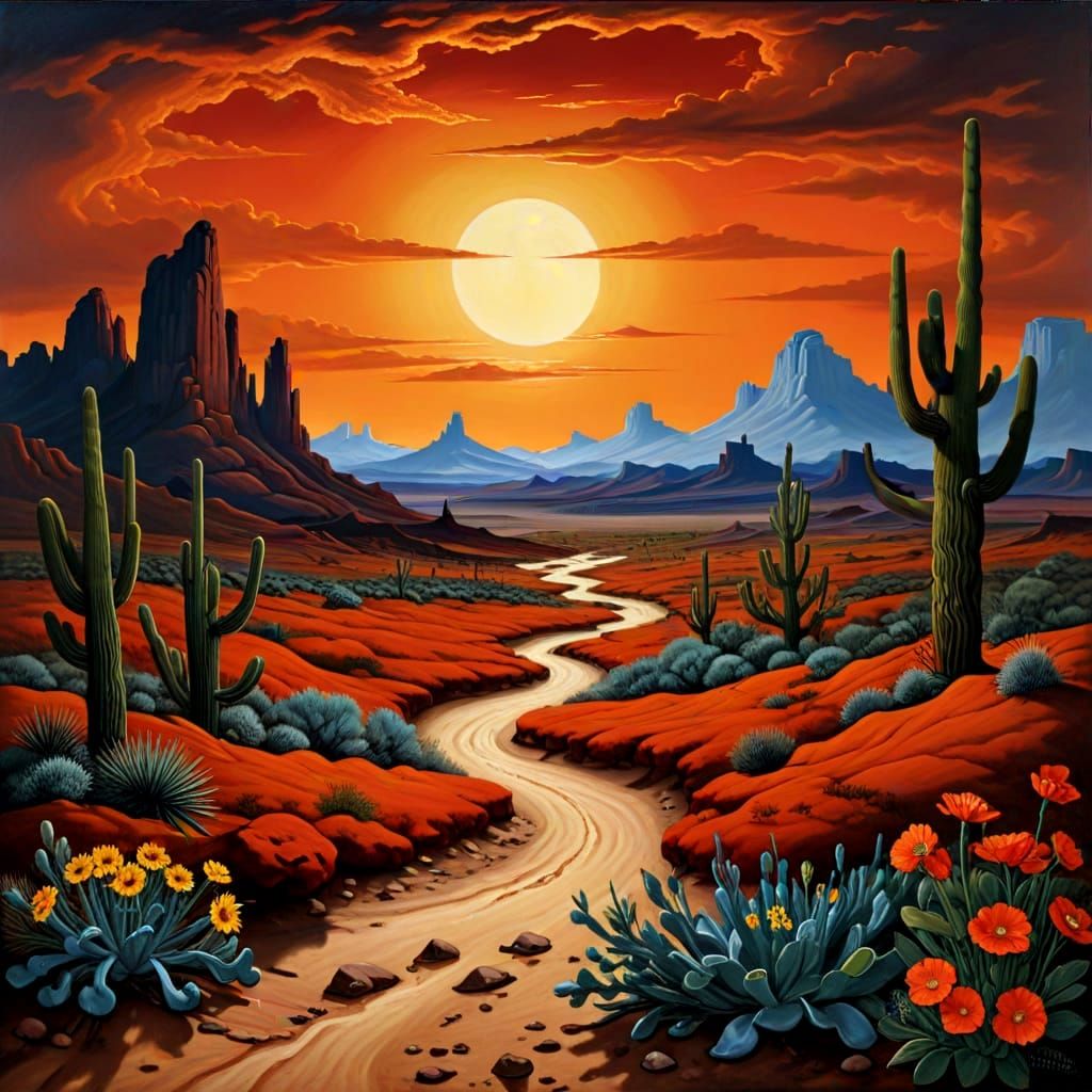 Surreal Arizona Plateau Landscape in Deep Rich Colors
