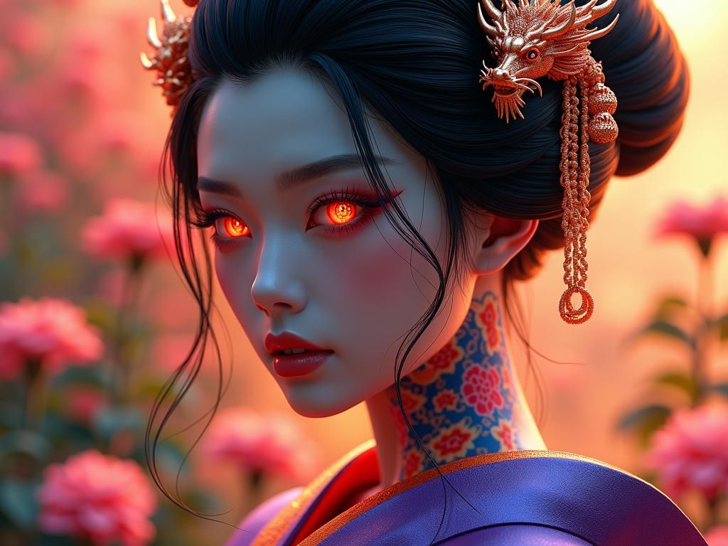 "A captivating full body, surreal full-body portrait of a Ja...