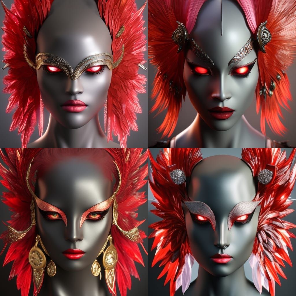 Red feathers headdresses