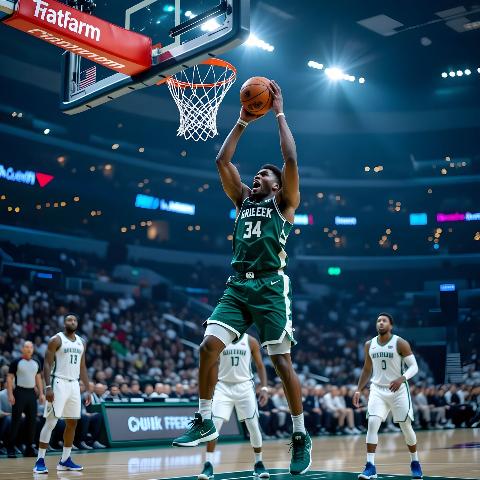 Giannis Antetokounmpo,  The Greek Freak, puts the ball in the basket, basketball player, on the shirt ...  by @Tony danis art