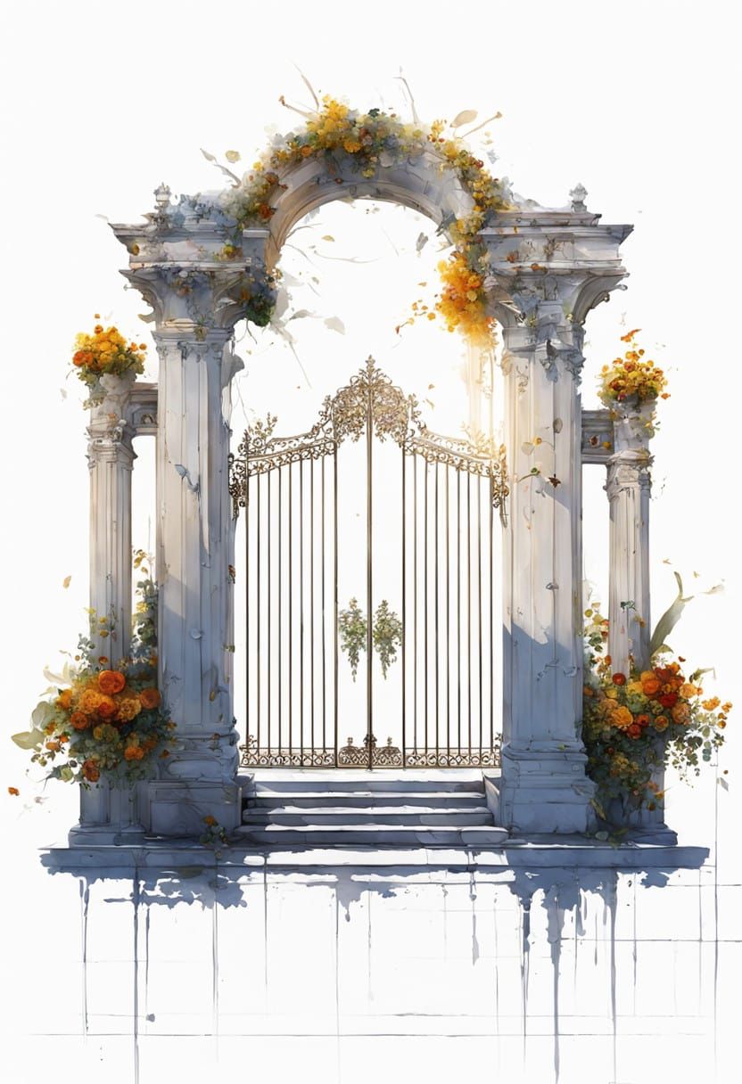 Majestic Marble Gate in Vibrant Harmony