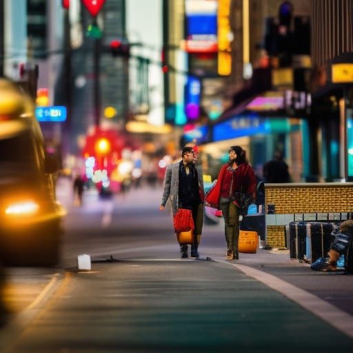 Busy city downtown. lots of people.Professional photography, natural