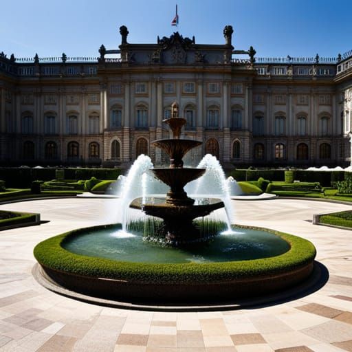French palace garden water fountains
