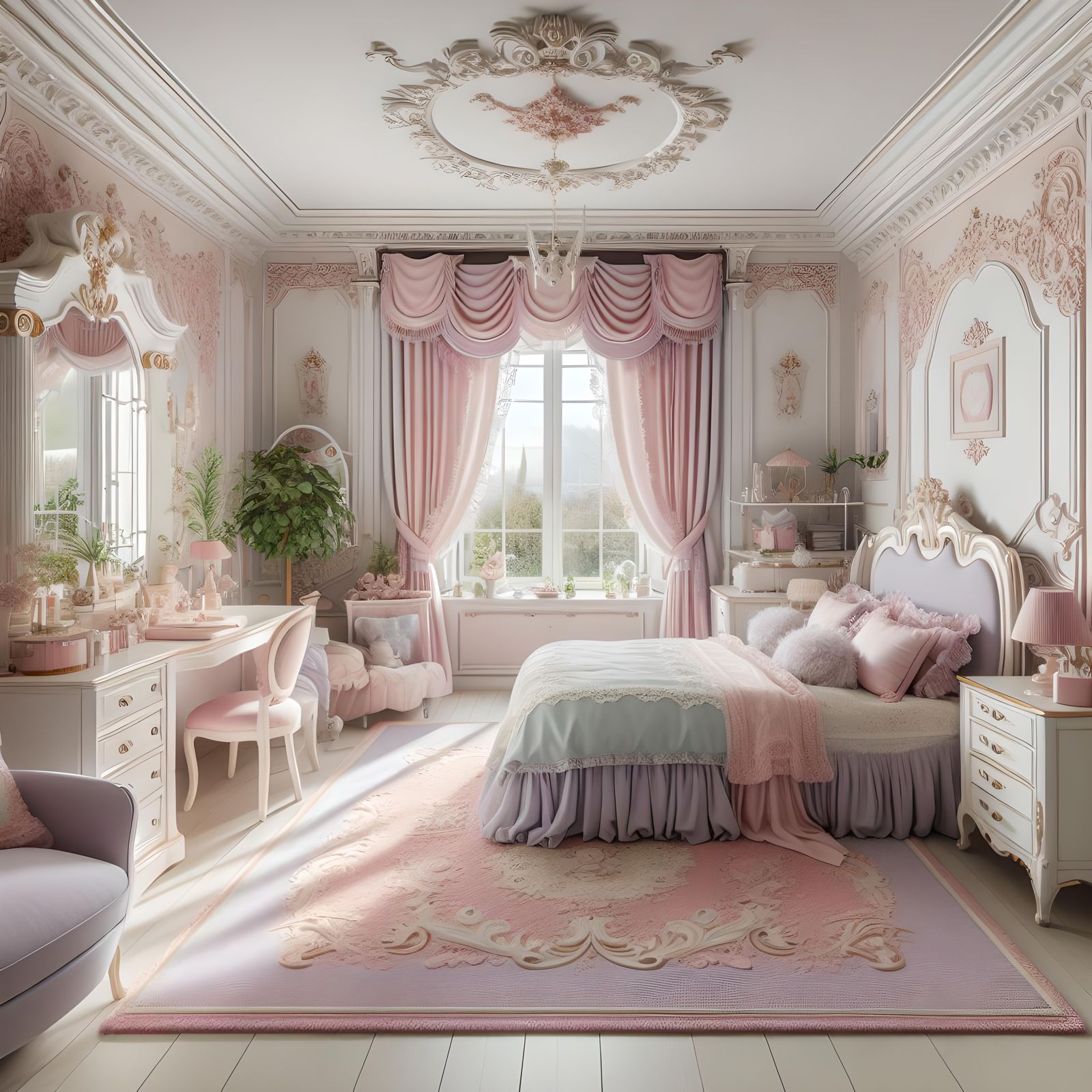 Maximalist rococo bedroom for a teenage girl in a maximalist rococo ...