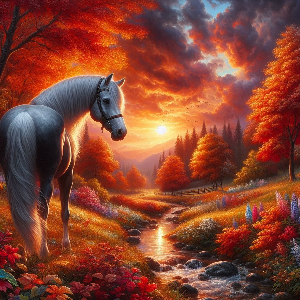 horse in autumn.