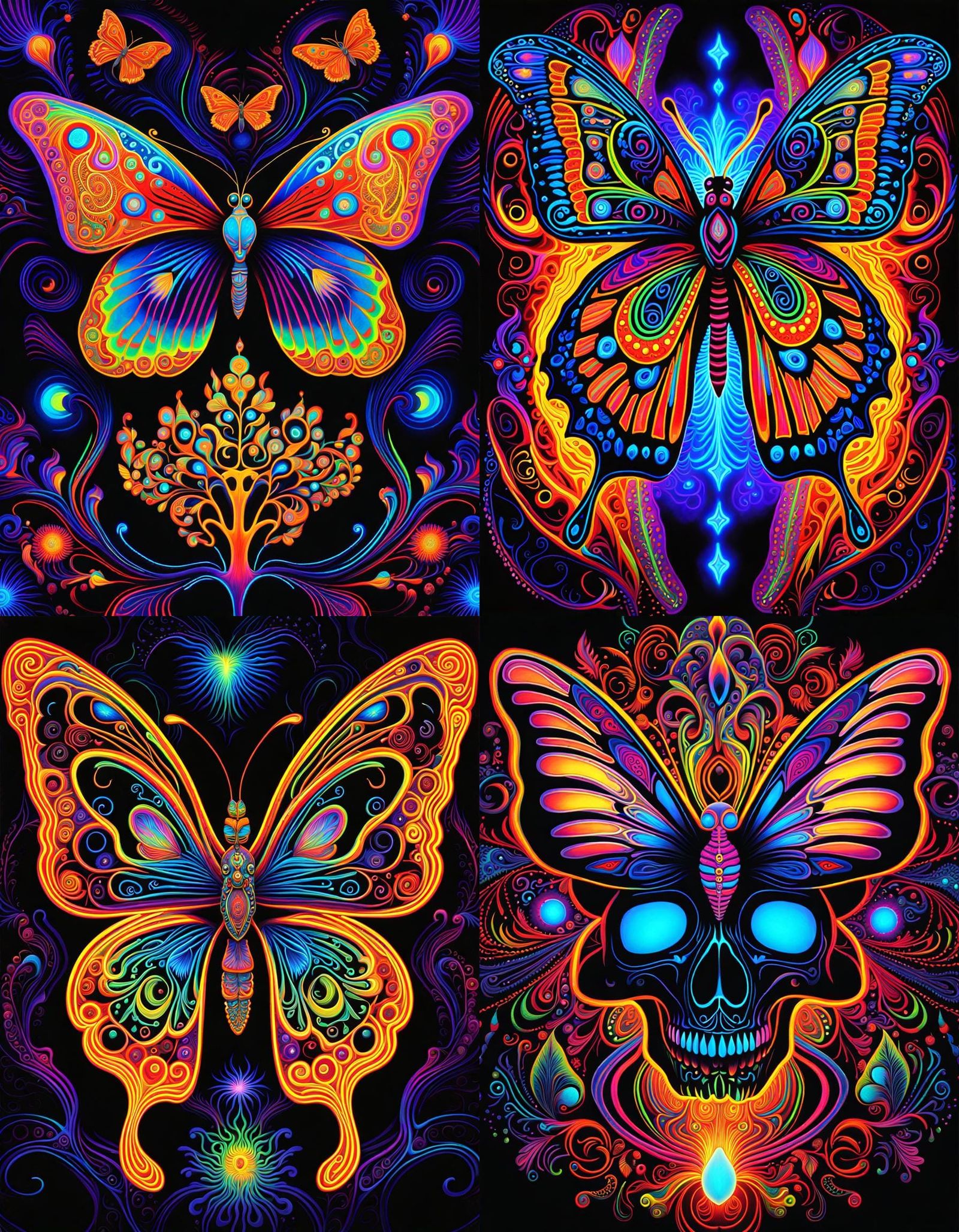 Psychedelic black_light neon fluorescent painting of magical...