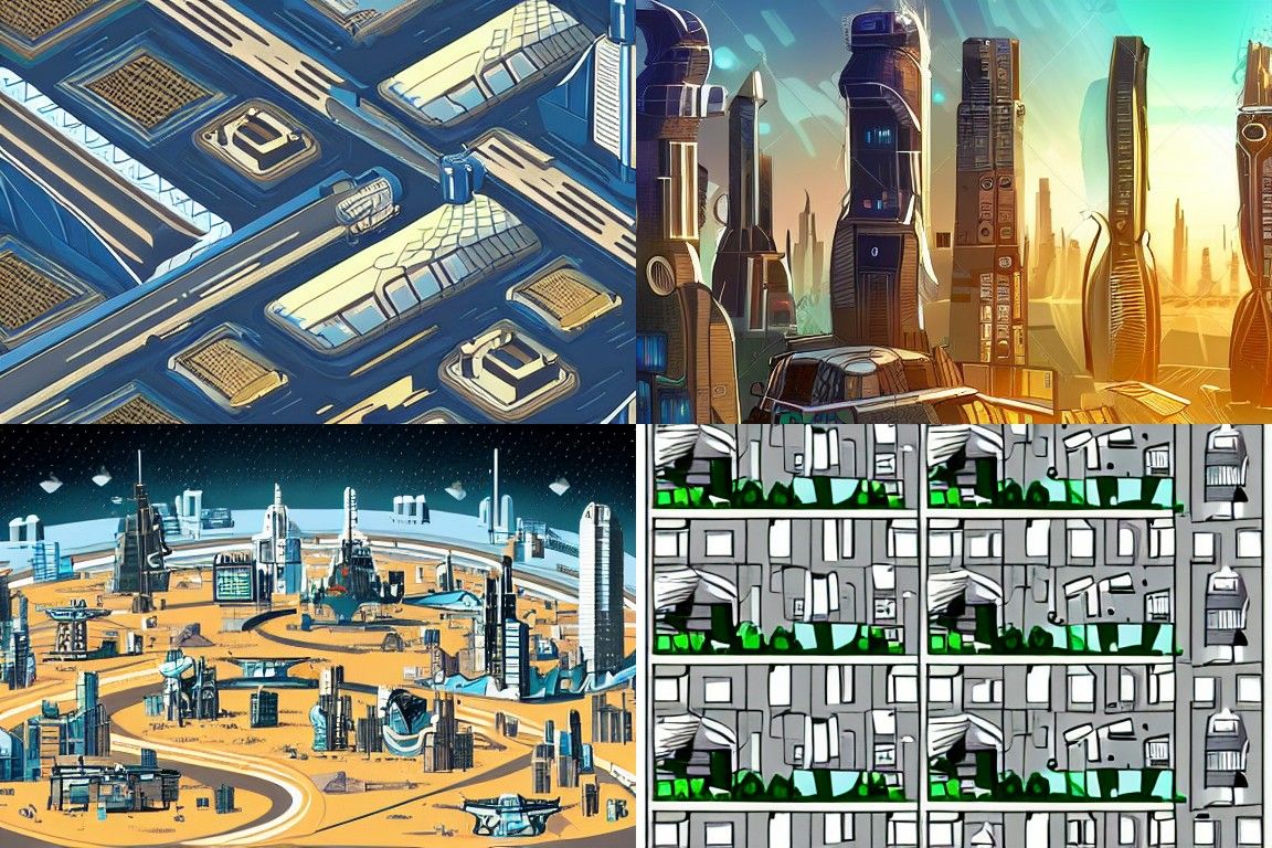Sci-fi city in the style of Superflat