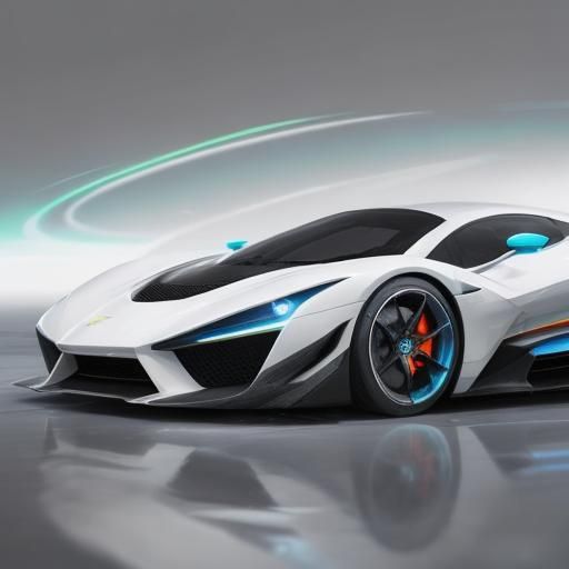 Front view of white futuristic super car.